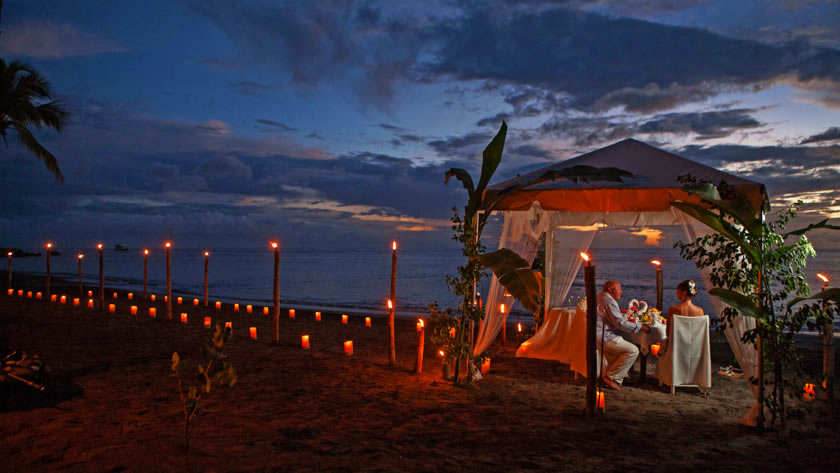 Dinner setting on the beach