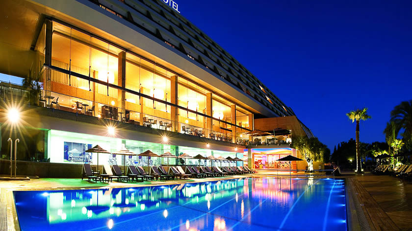 Hotel and Pool at Night
