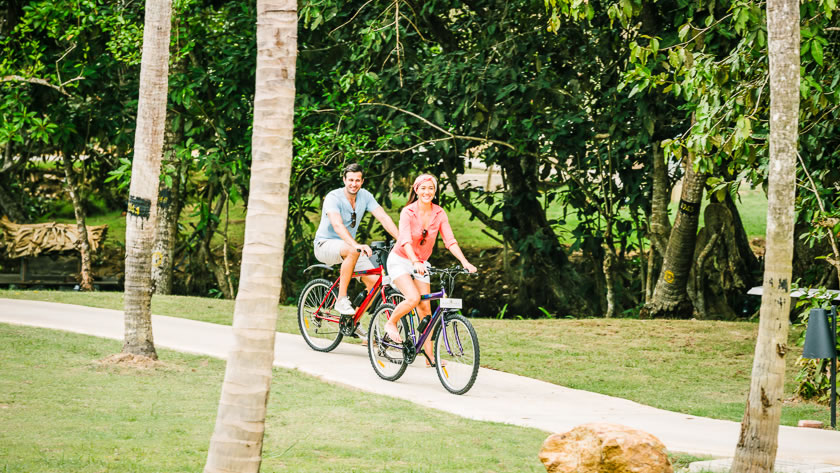 Biking around the resort