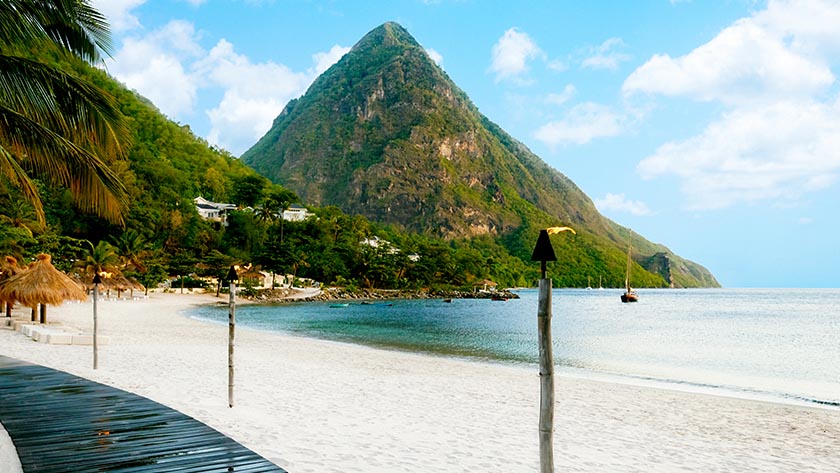 Pitons from the Beach