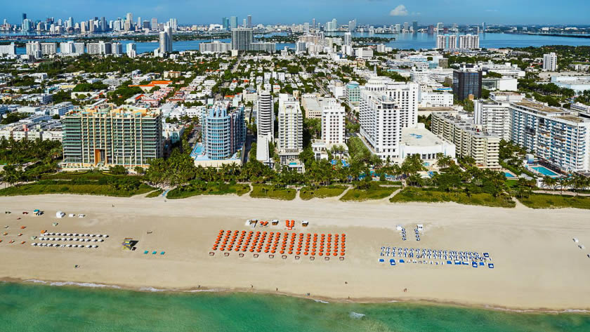 Aerial View of the Beachfront on South Beach
