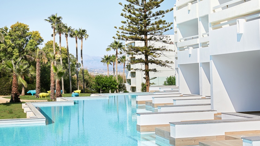 Swim Up White Room Sharing Pool