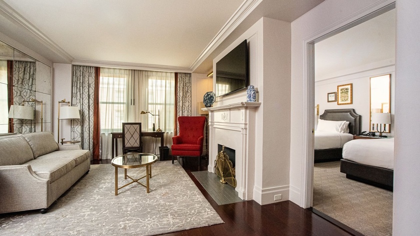 Double 1 Bed Suite Bedroom and Living Room