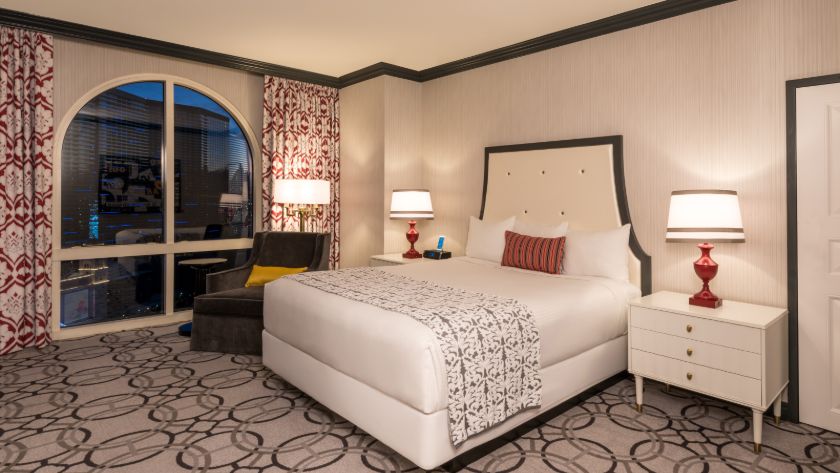 Burgundy King Bed Standard View Room 