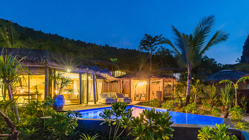 Beachfront Pool Villa Night View